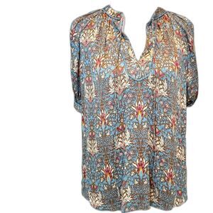 Current Air Split Neck Elbow Sleeve Floral Blouse XS